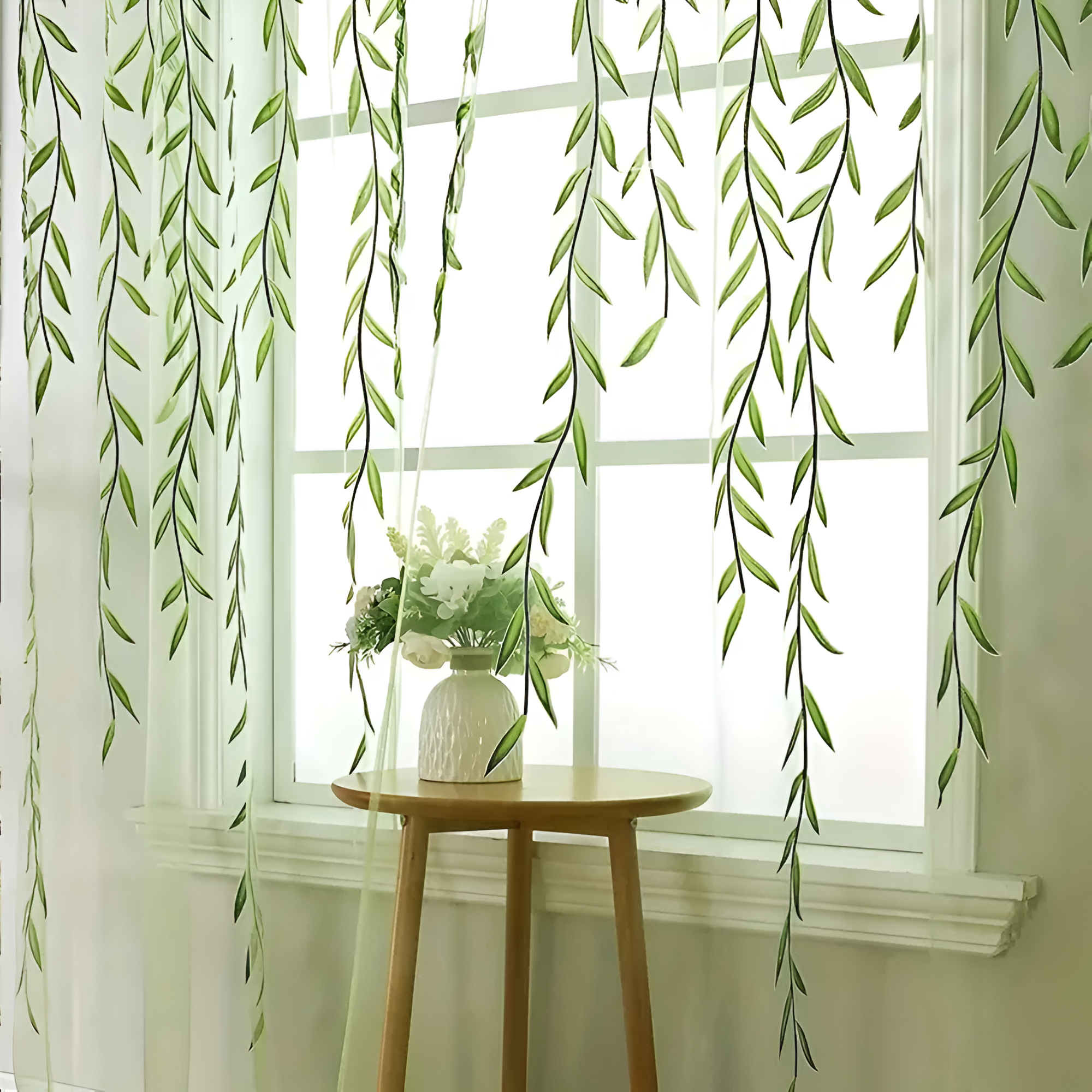 Willow Leaf Strip Window Curtains — product close-up