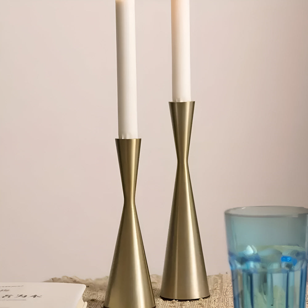 Sleek Nordic Brass Waist Candlestick| 3pcs Set — product close-up