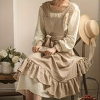 Rustic Ruffle Linen Apron — alternate angle view