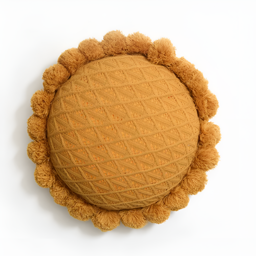 Chic Sunflower Pom-Pom Cushion — size and scale reference