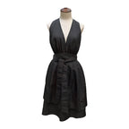 V-Neck Halter Black Tie-Back Apron — alternate angle view