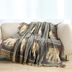 Bohemian Elephant Print Tassel Blanket — product in use