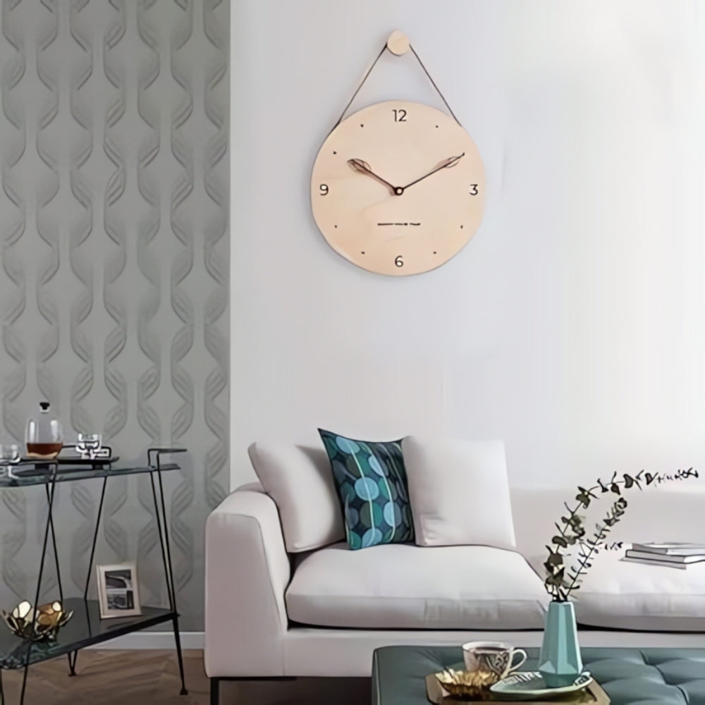 Minimalist Rope Wood Wall Clock — product in use