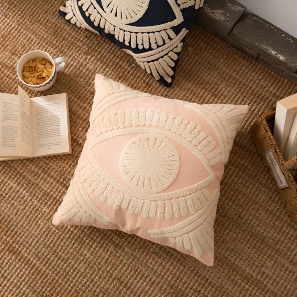 Boho Eye Embroidered Cushion Cover — product close-up