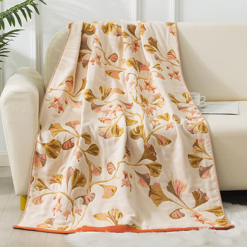 Ginkgo Leaf Cotton Gauze Towel — main product photo
