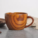Rustic Natural Wooden Tea Cups with Handle (2PCS) — alternate angle view