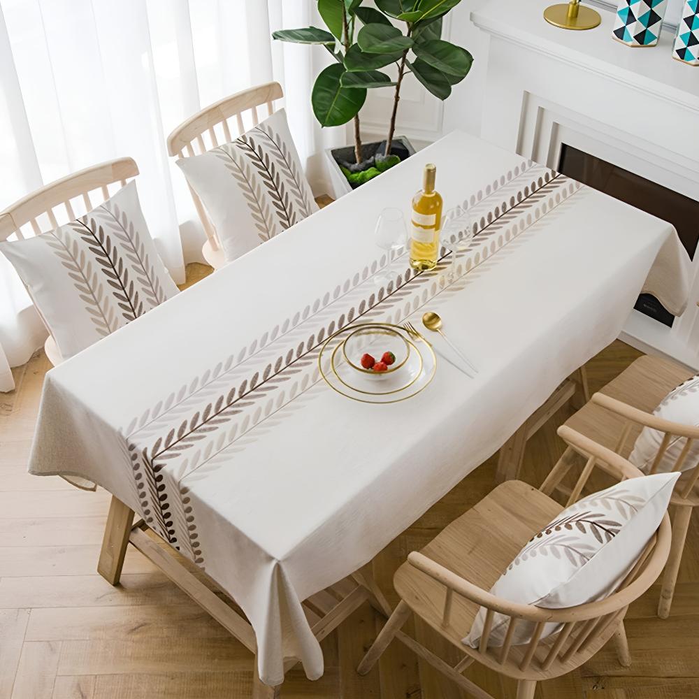 Elegance Leaves Embroidered Tablecloth — additional view