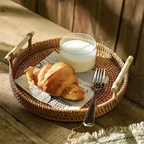 Handcrafted Rattan Serving Tray — product in use