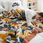 Sunrise Flora Cotton Blanket — alternate angle view
