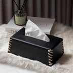 Stitched Leather Tissue Box Holder — alternate angle view