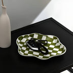 Classic Checkered Ceramic Plate — lifestyle shot