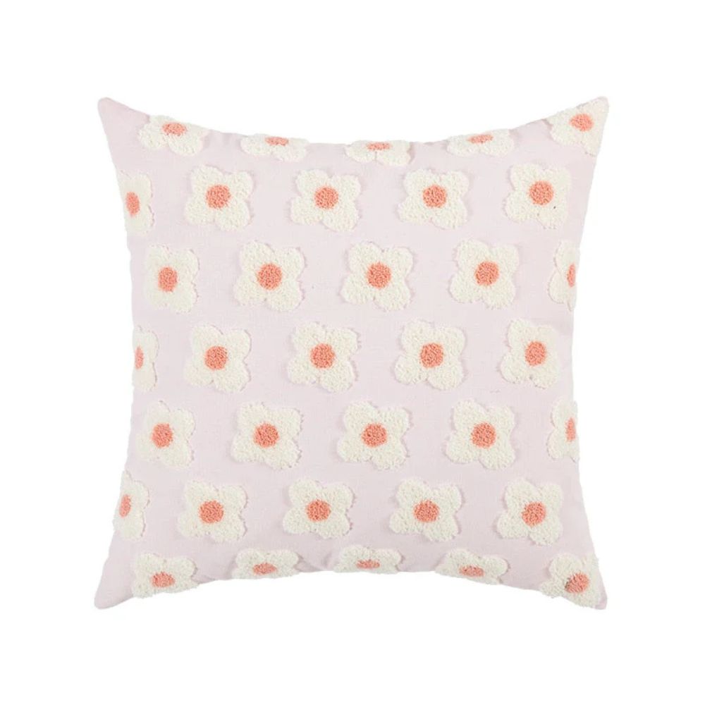 Lustrous Floral Embroidered Cushion Cover — material texture close-up