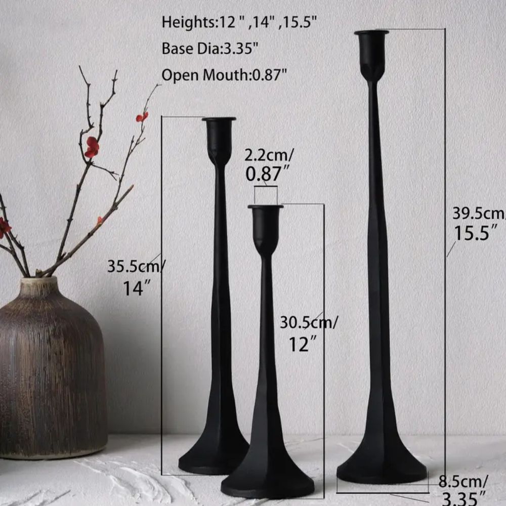 Iron Taper Candle Holder | 3pcs Set — alternate angle view