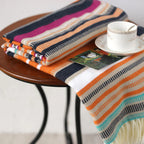 Rainbow Striped Tassel Blanket — alternate angle view