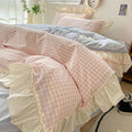 Gingham Check Ruffled Edges Bedding Set — main product photo