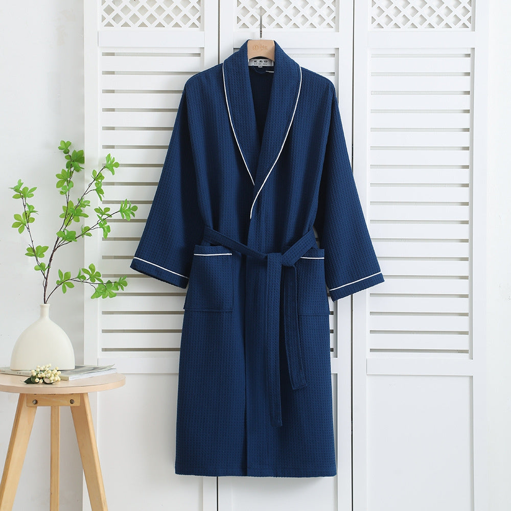 Luxury Waffle Weave Cotton Bathrobe — product close-up