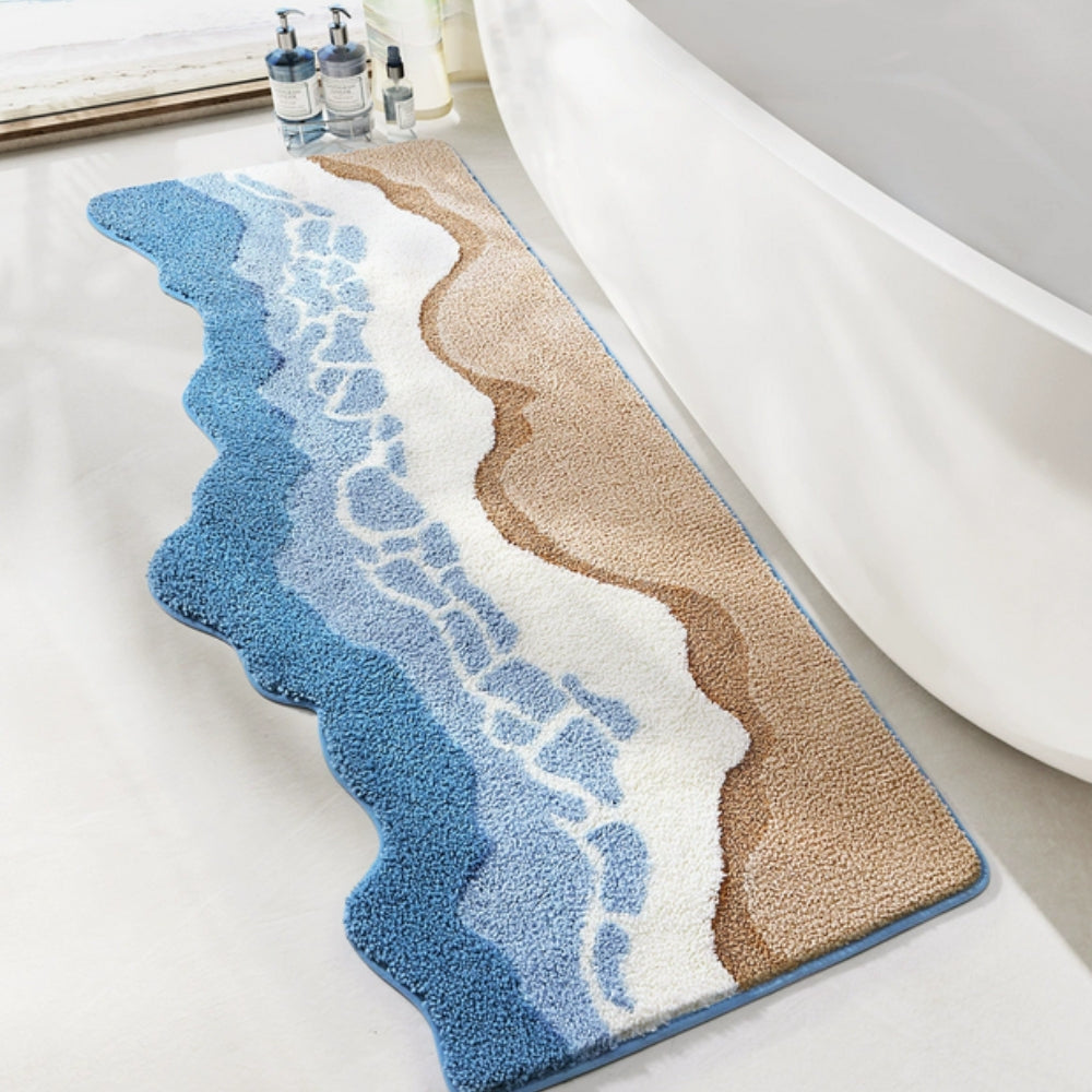 Seaside Ocean Waves Non-Slip Bathroom Mat — alternate angle view