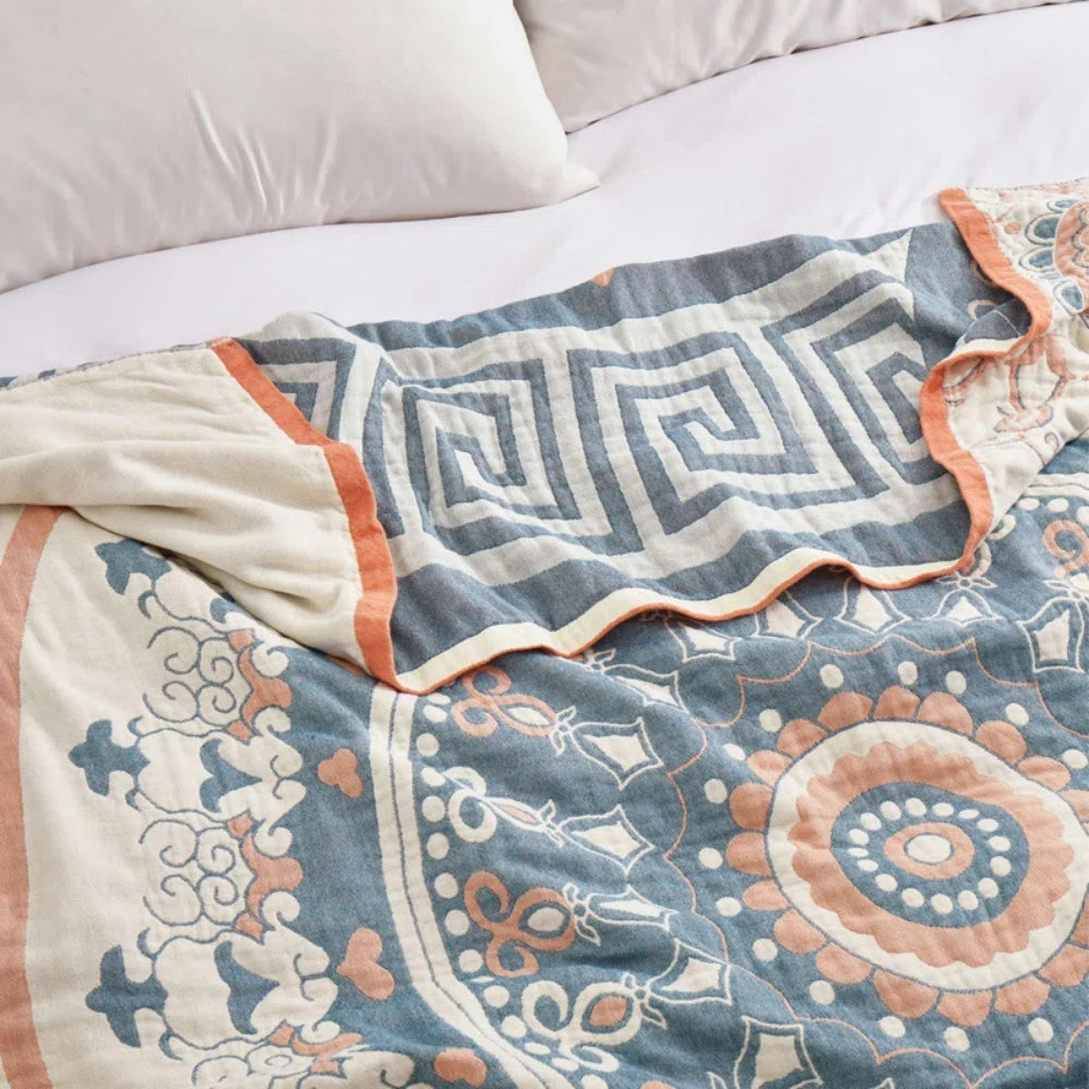 Breathable Cotton Geometric Design Blanket — product close-up