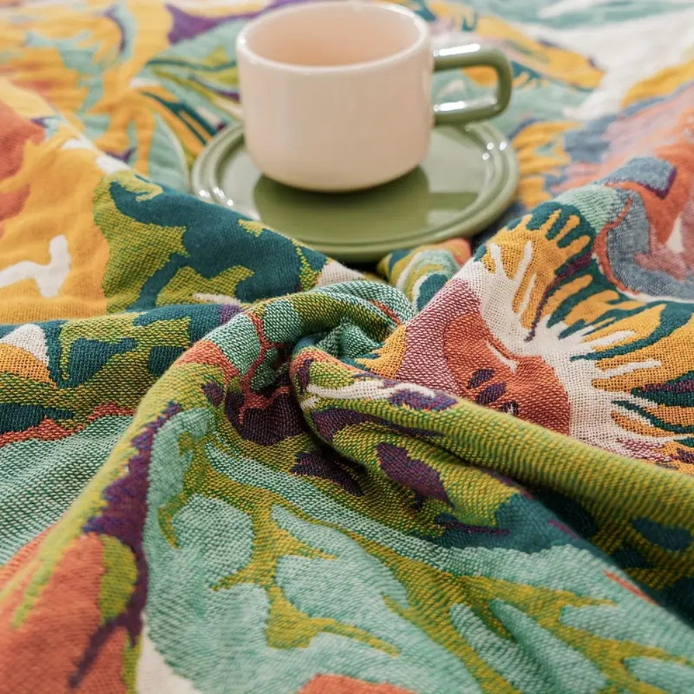 Sienna Floral Bloom Cotton Blanket — product close-up