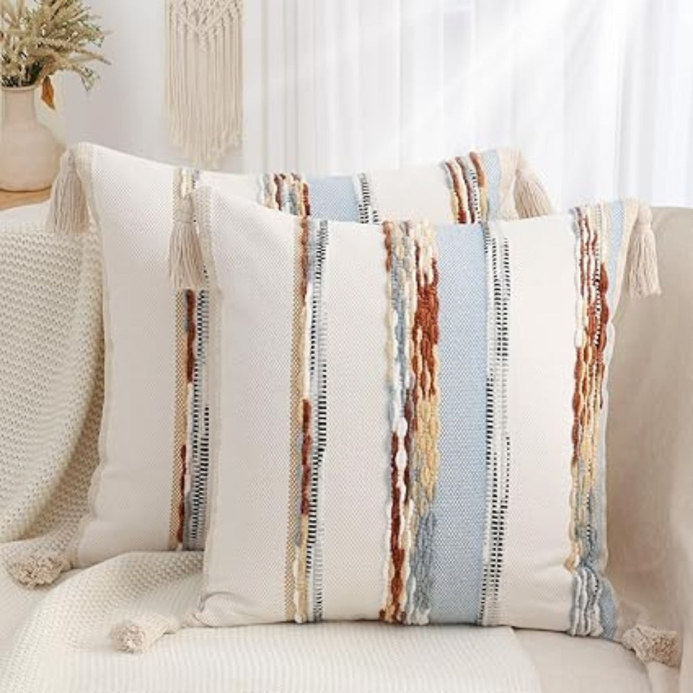 Double-Sided Boho Stripe Cushion Covers — product detail view
