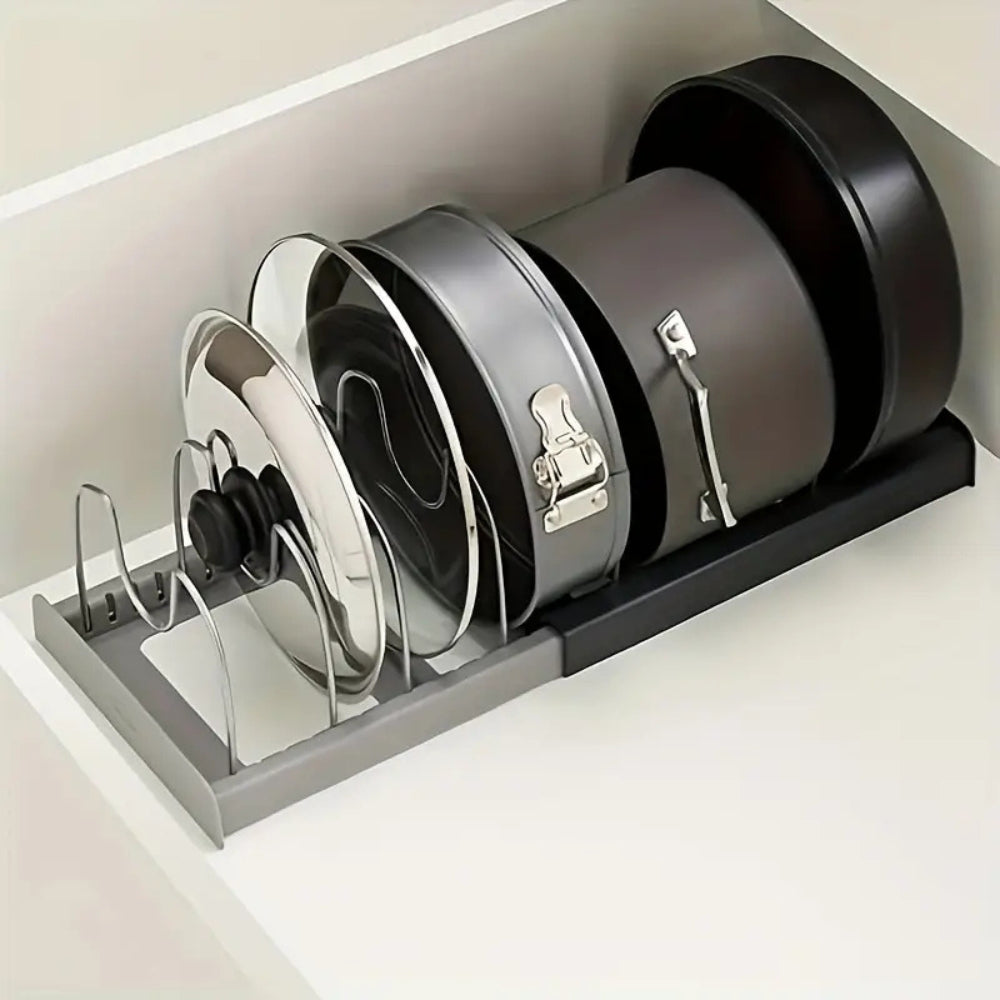 Expandable Pot and Pans Organiser Rack — lifestyle shot