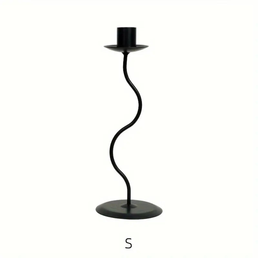 Sculpted Wavy Iron Candle Holder — lifestyle shot
