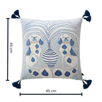 Blue Dog Artistic Cushion Cover with Tassels — alternate angle view