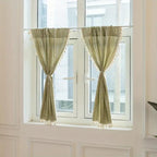 Boho Cotton Linen Kitchen Curtains — alternate angle view