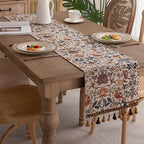 Vintage Floral & Bird Jacquard Table Runner — alternate angle view