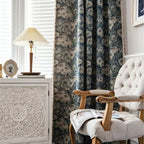 Navy Floral Tassel Curtains — product close-up