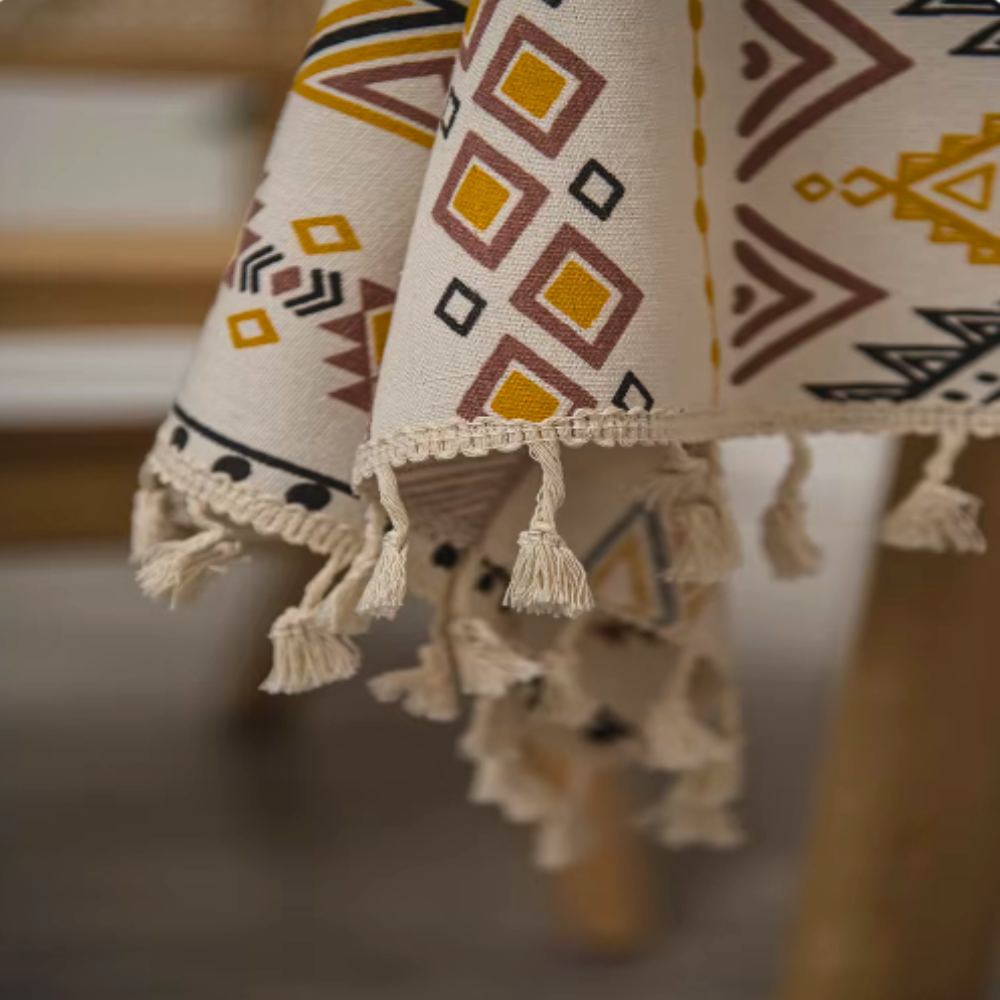 Exquisite Bohemian Tablecloth with Tassels — product close-up