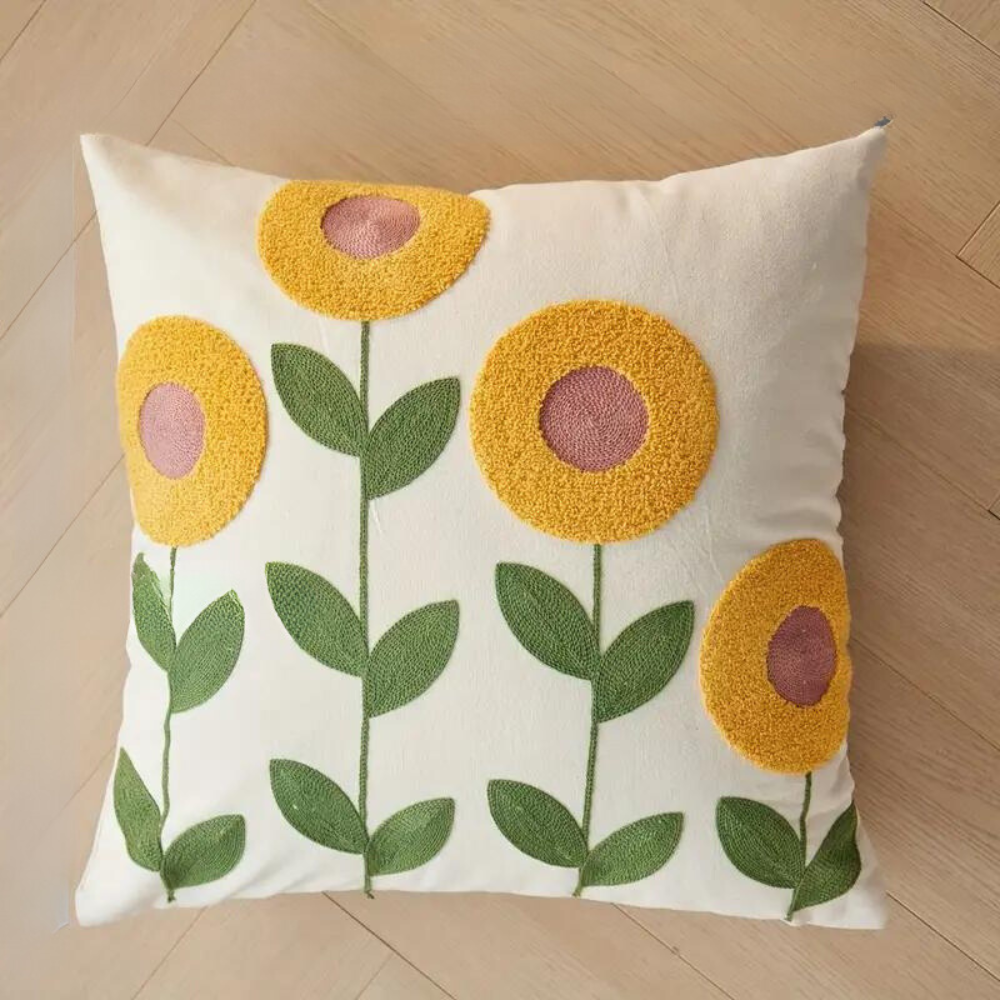 Elegant Plant Patterned Cushion Cover — product in use