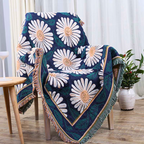 Bohemian Shiragiku Tassel Cotton Knit Blanket — alternate angle view