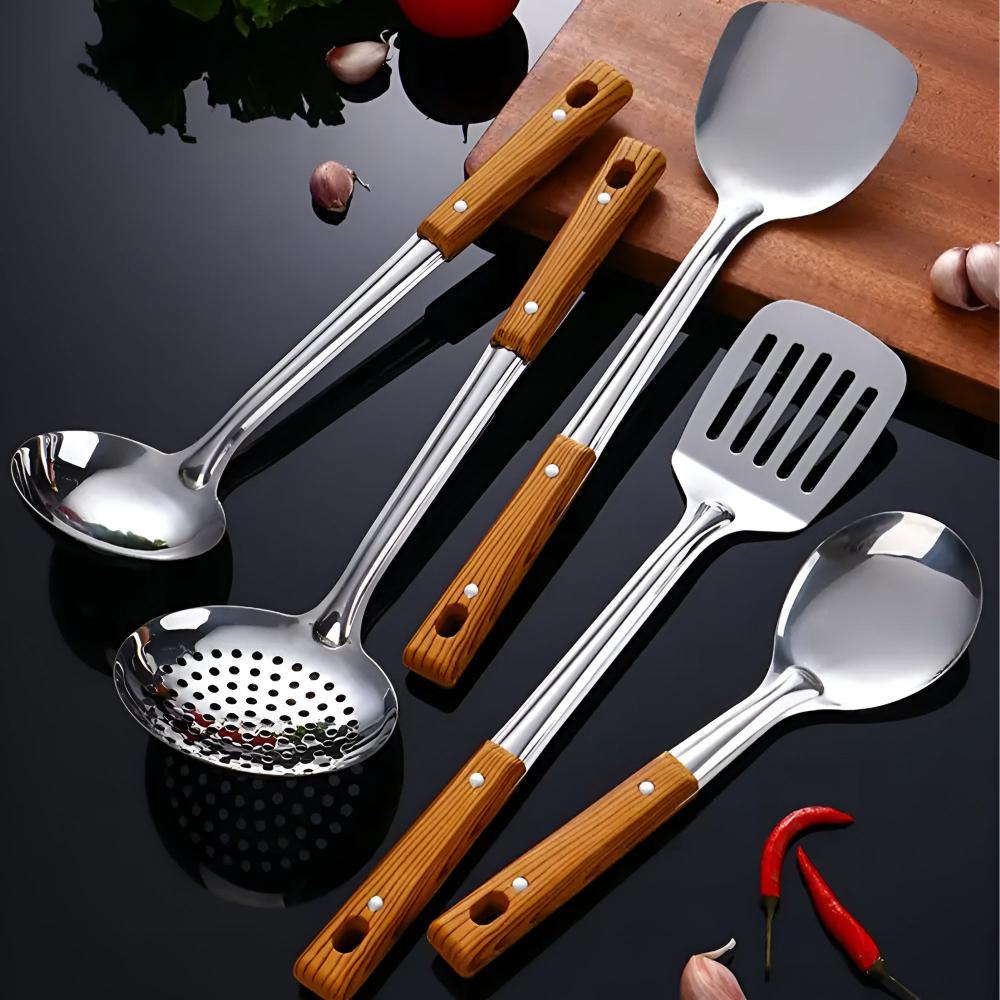 Classic Stainless Steel Kitchen Utensil Set (5 Sets) — product close-up