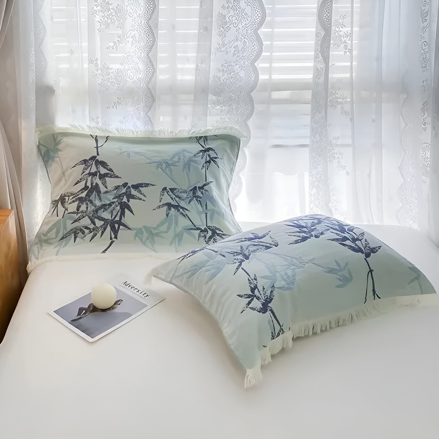 Bamboo Cotton Reversible Jacquard Throw — product close-up