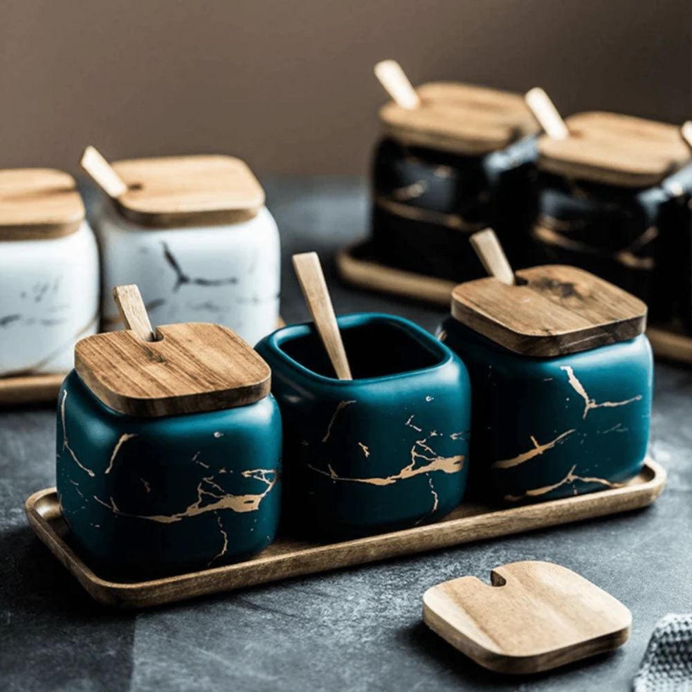 Royal Vein Porcelain Spice Jar Set — main product photo