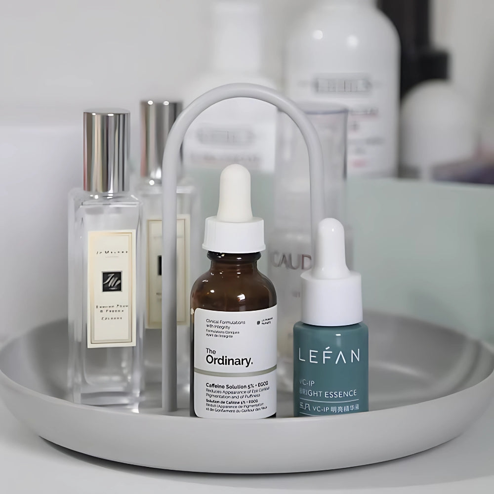 Chic Round Storage Tray Organizer — product in use