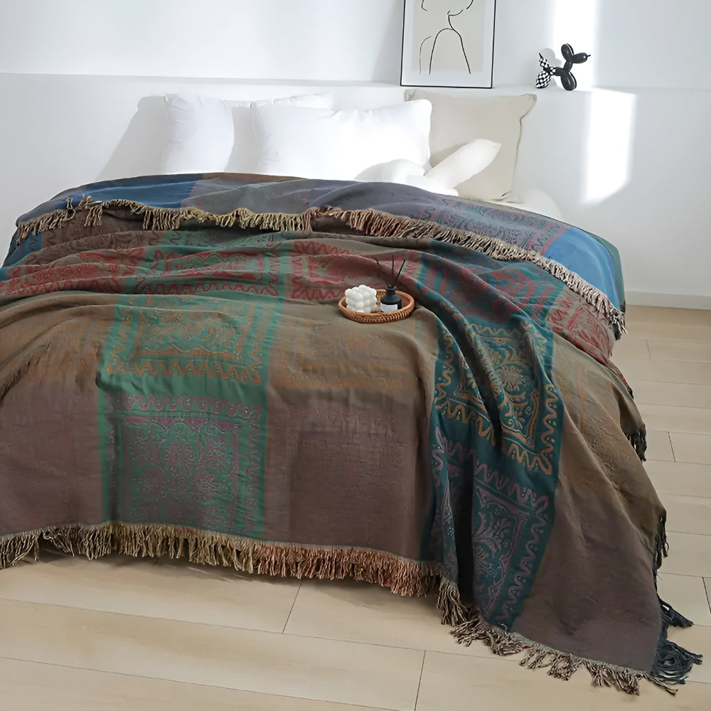 Mandala Tassel Throw Blanket — lifestyle shot