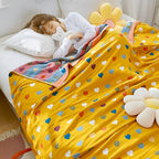 Whimsical Hearts Reversible Cotton Blanket — product in use