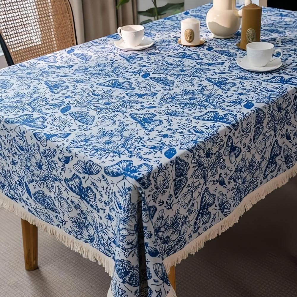 Blue Butterfly Garden Tablecloth — main product photo