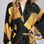 Classic Black and Yellow Bathrobe — product in use