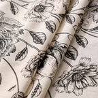 Black Floral Tasseled Farmhouse Tablecloth — alternate angle view