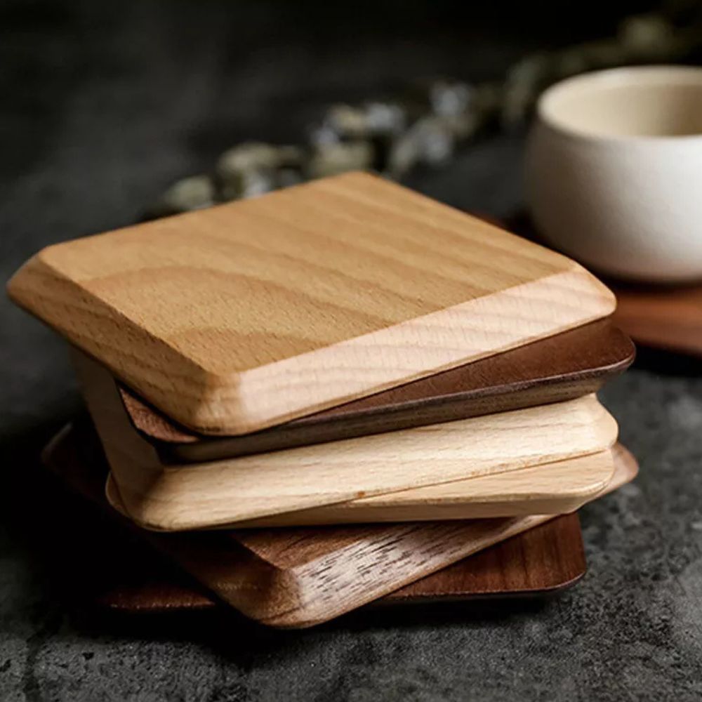 Sleek Stack Wooden Coaster Set | 6pcs — product close-up
