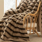Ruched Faux Rabbit Fur Blanket — product close-up