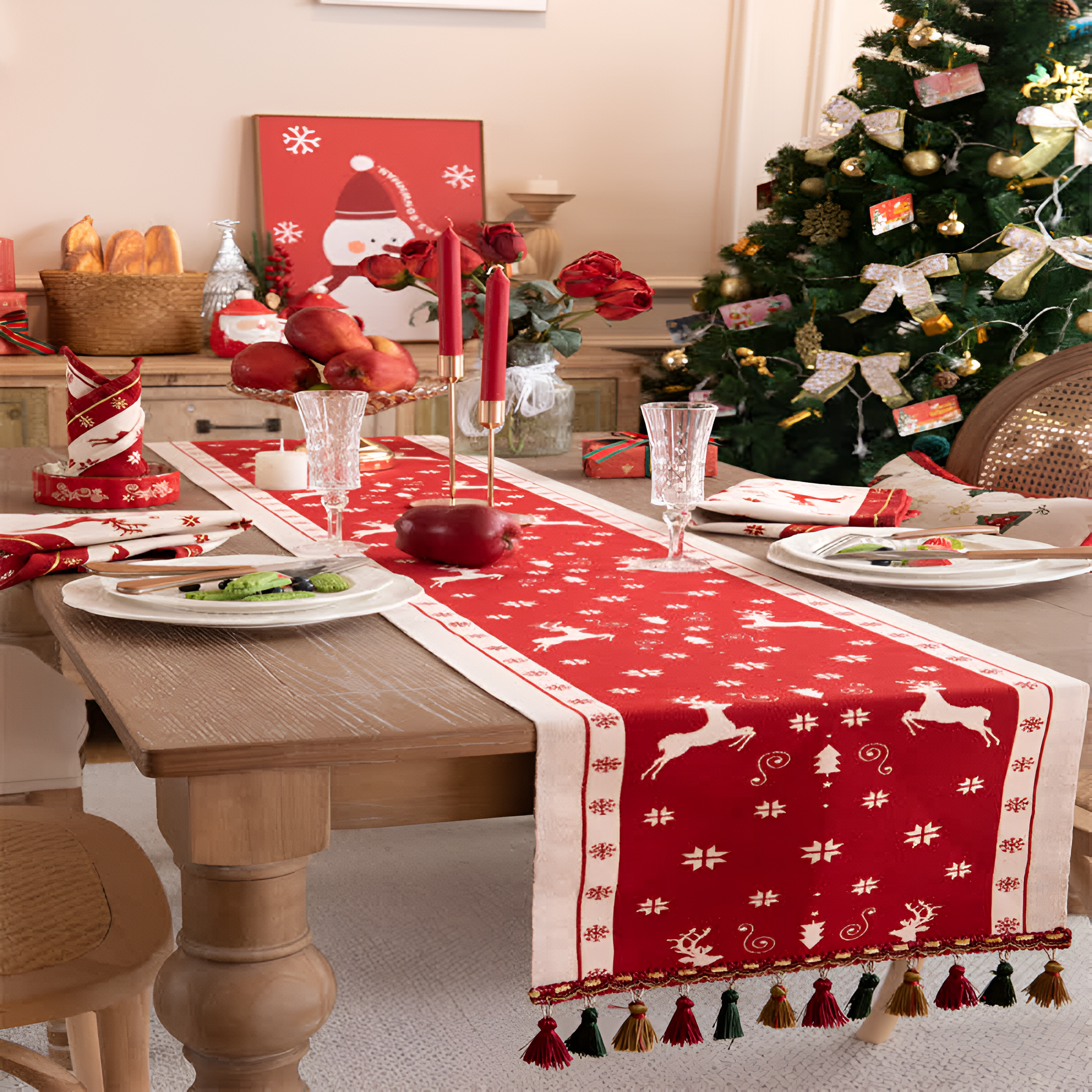 Luxe Merry Tasseled Runner Cloth — product close-up