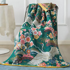 Lush Flower Cranes Bath Towel — alternate angle view