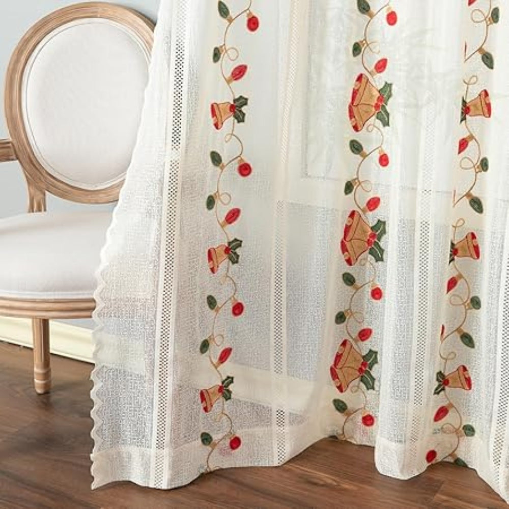 Festive Red Bell Curtains — product close-up