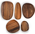 Oval Shaped Acacia Wood Serving Trays Set — product feature detail