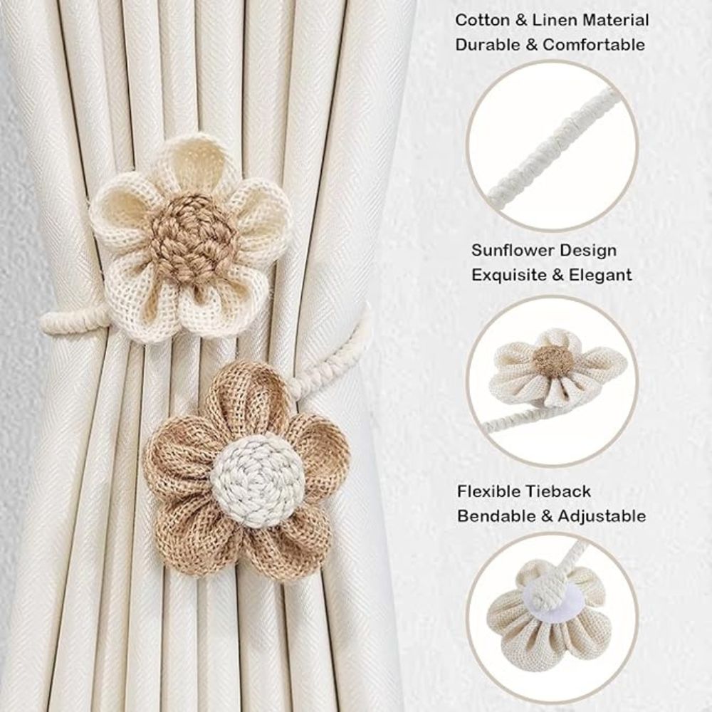 Floral Hemp Curtain Tie Back | 2Pcs Set — lifestyle shot