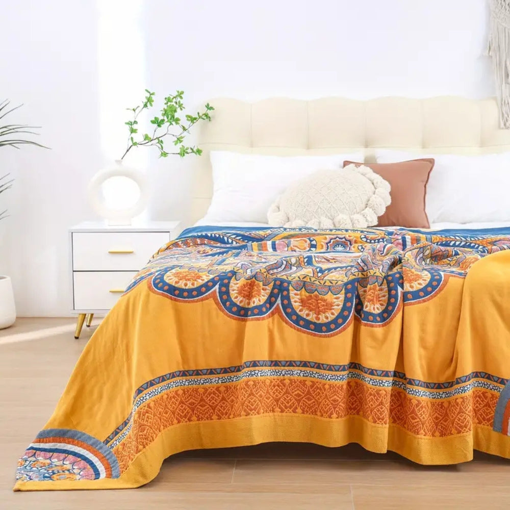 Golden Lotus Comfort Reversible Blanket — product in use